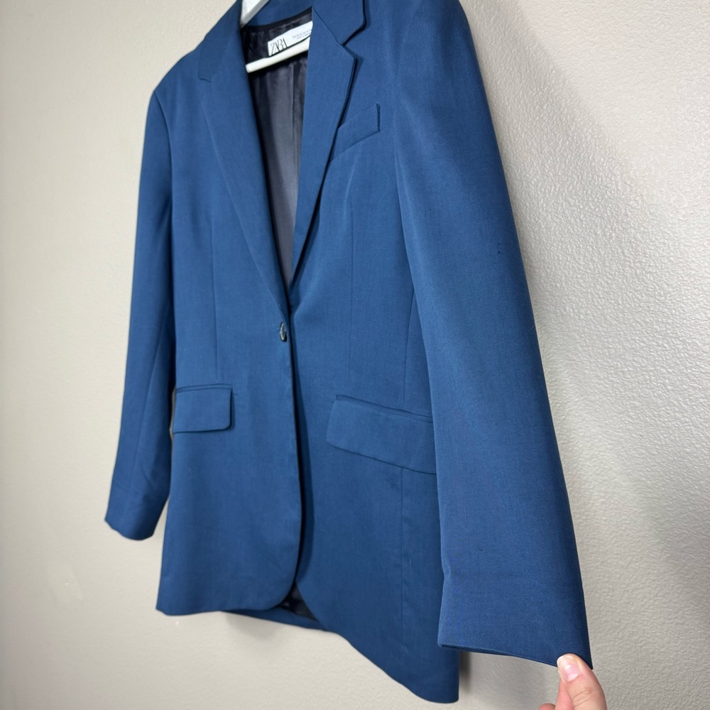 Zara Blazer Navy Blue Oversized Boxy Fit XS G - Picture 4 of 10